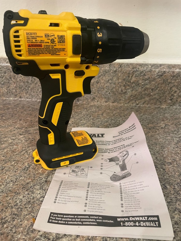 DeWalt DCD777 Brushless Drill 1/2" 20V Cordless Compact MAX 20 Volt Tool Only