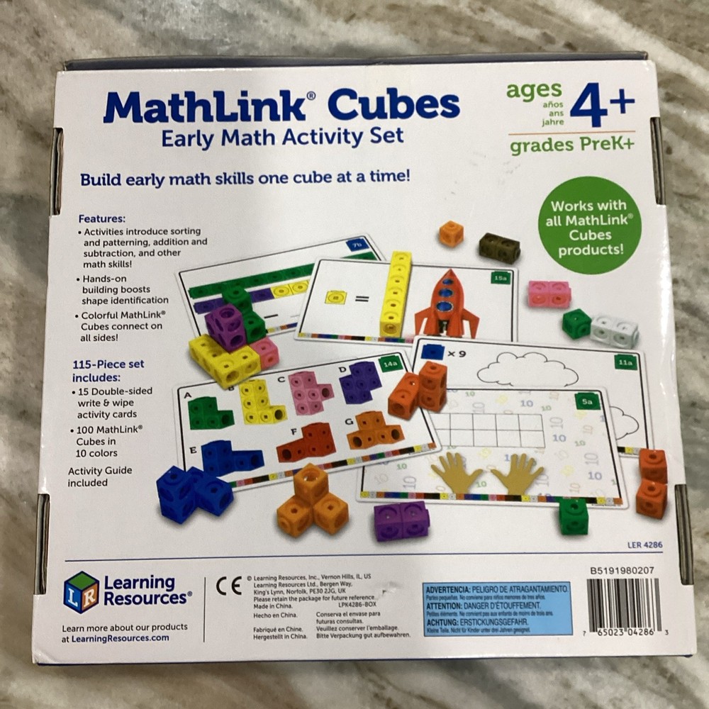 Learning Resources MathLink Cubes 115 pcs STEM Math Activity Set Counting 4+