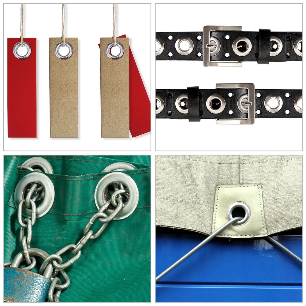 500 Grommet Kit #0 1/4" Inside Diameter Punch Setting Tool Metal Eyelets+Washer