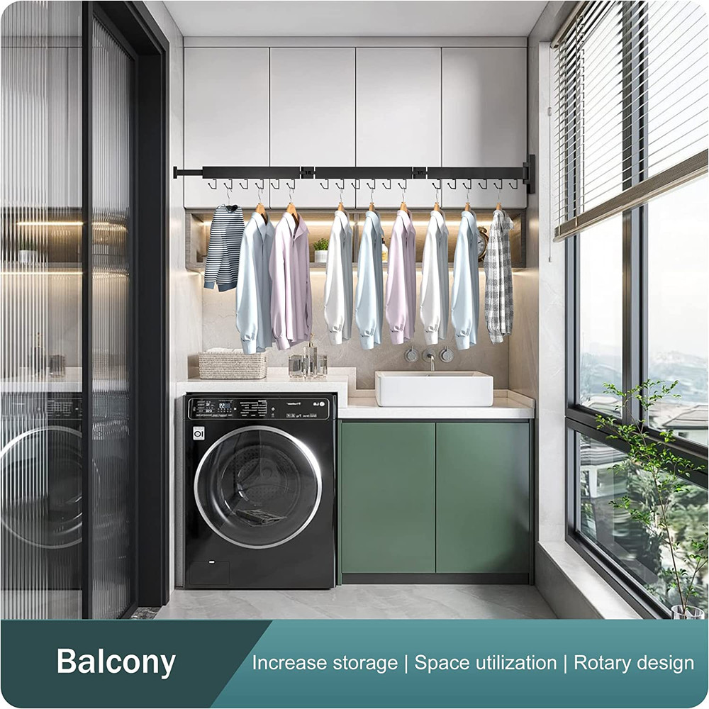 Clothes Drying Rack Wall Mounted,Extending Laundry Rack Wall Mount,Collapsible D