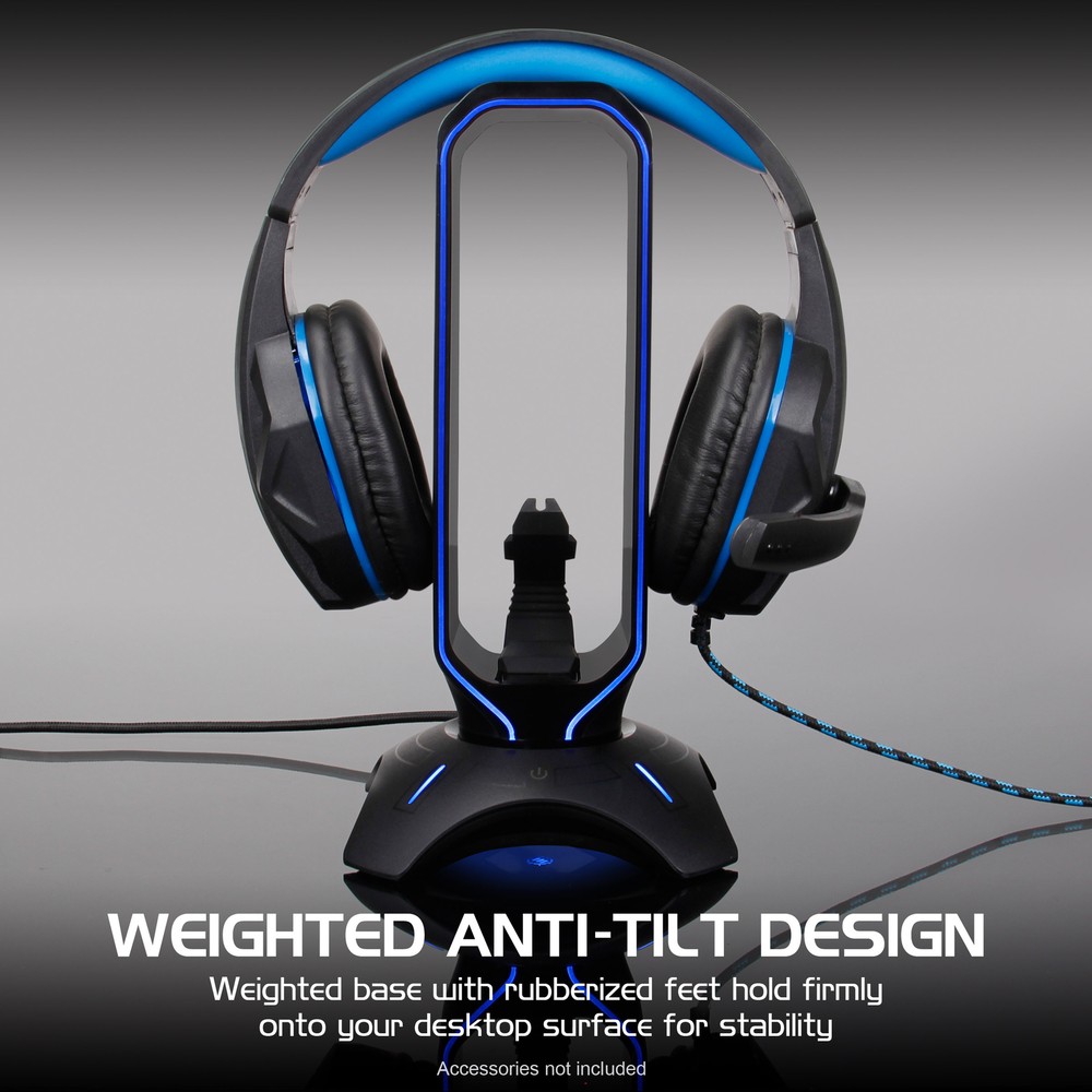 Gaming Headset Stand - LED Headphone Hanger with Mouse Bungee