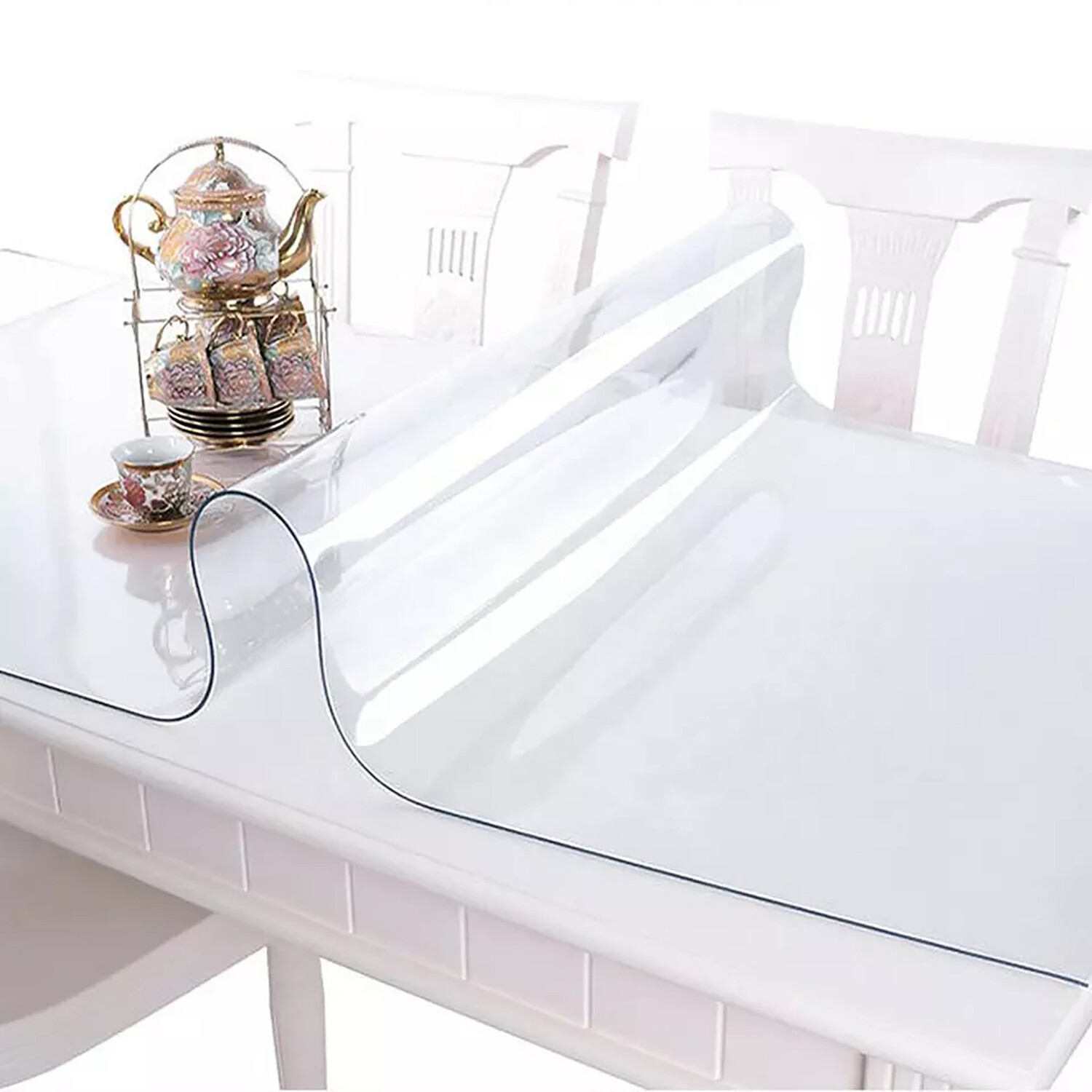 Premium Clear Plastic Vinyl Table Cover Tablecloth Protector - Sold Folded