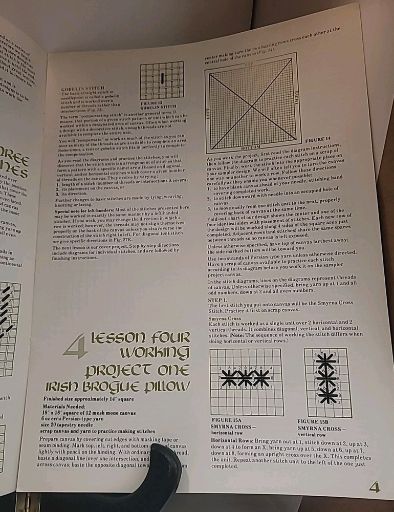 Needlepoint Primer Leisure Arts Leaflet 74 Basic Instructions 12 Decor Stitches