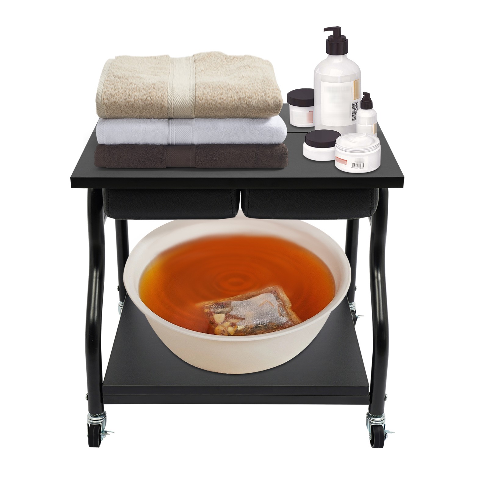 Portable Esthetician Trolley Cart, Trolley Cart with Wheels, Foot Bath Cart