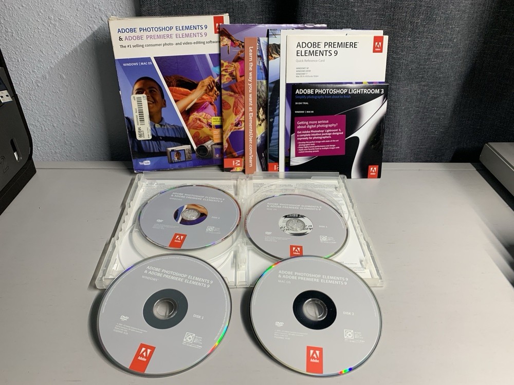 Adobe Photoshop Elements 9 & Premiere Elements 9 (Mac/Win) w/Serial Numbers