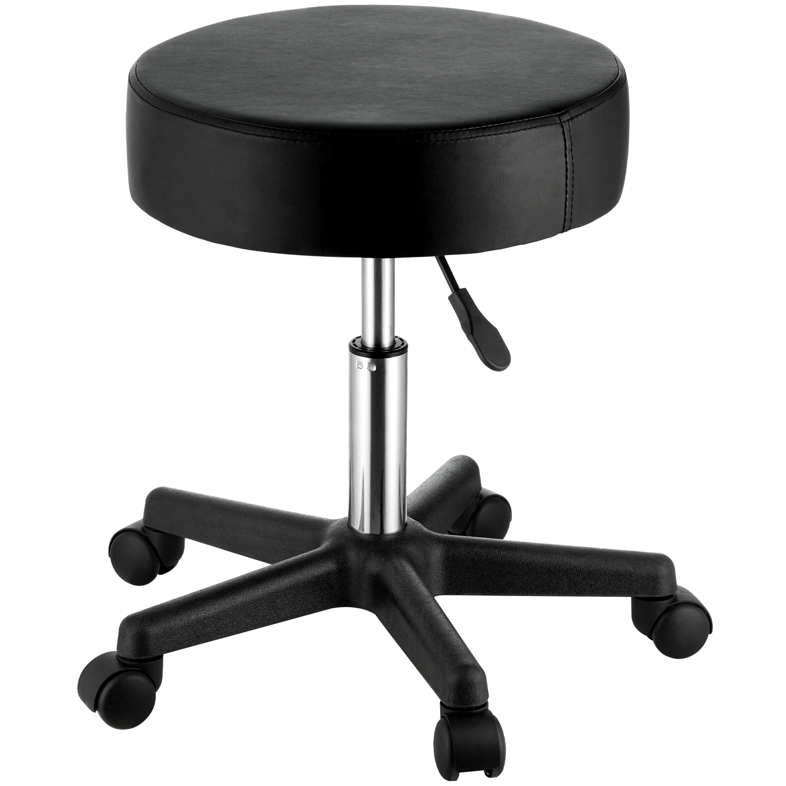 VEVOR Round Rolling Stool Swivel Stool with Wheels PU Leather Height Adjustable
