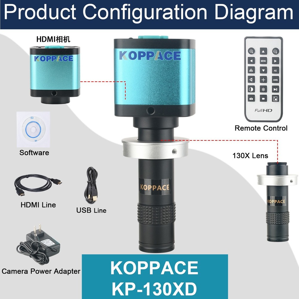 KOPPACE 130X Electron Microscope 2 Million Pixels HDMI High-Definition Camera