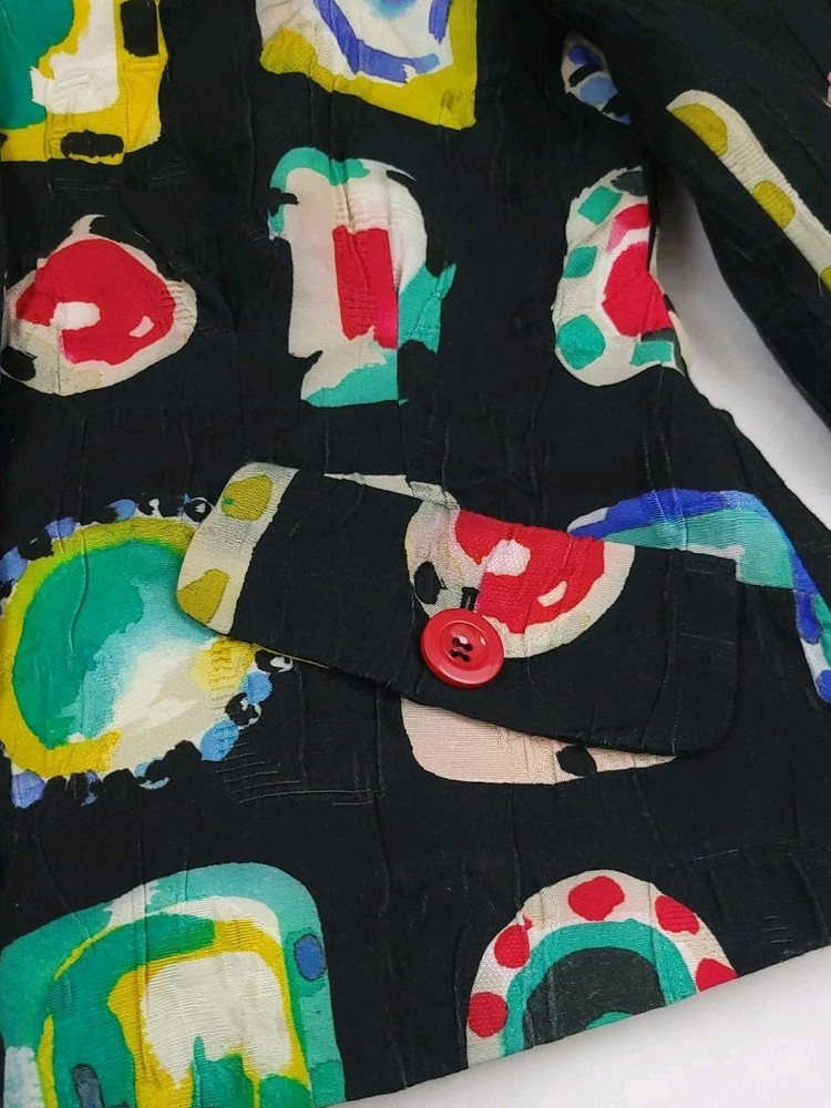 Moschino Cheap And Chic Jacket Black Multicolor Lined Italy Abstract Pattern