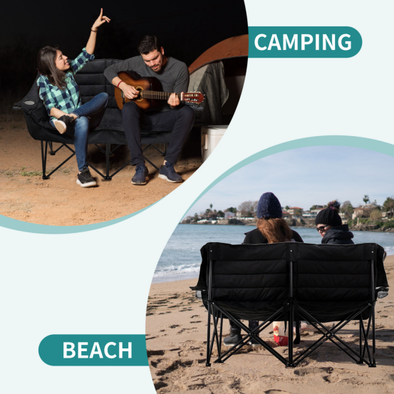 NAIZEA Oversized Fold Up Double Camping Chair 2 Person Camping Chair Loveseat