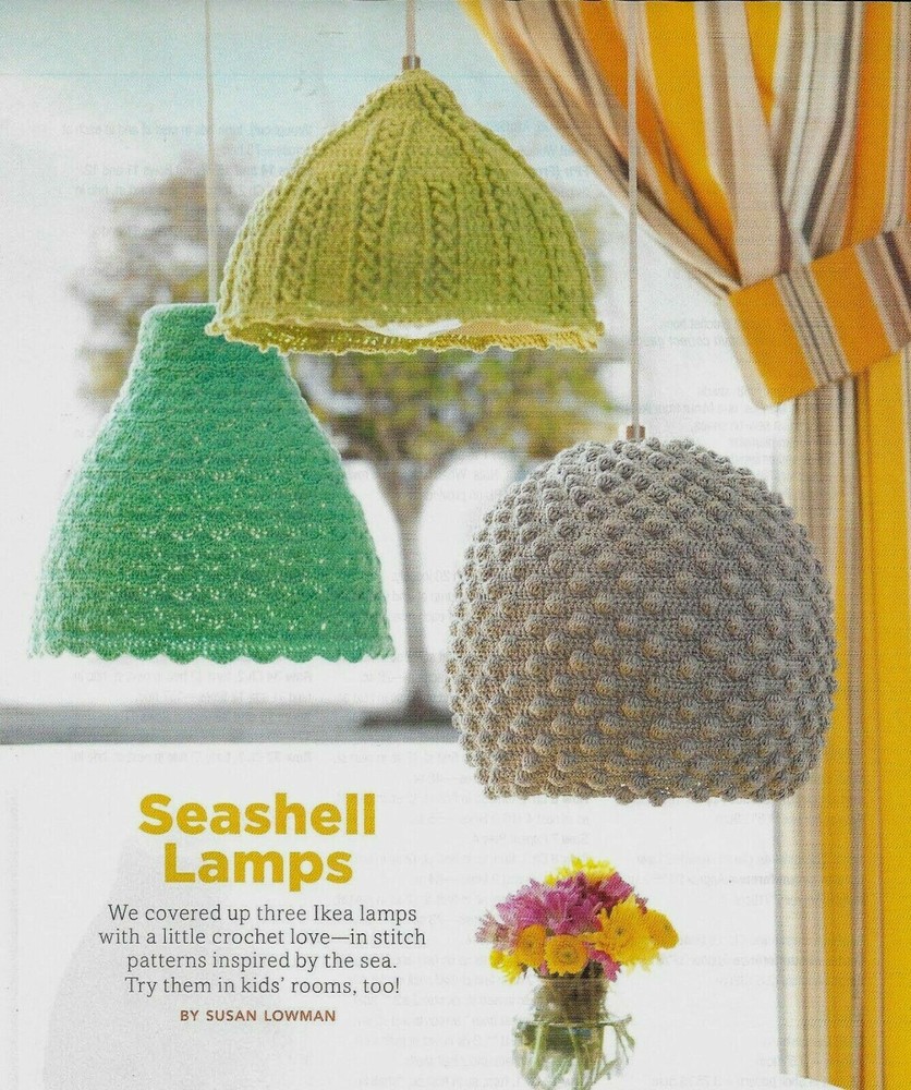 3 SEASHELL LAMPS HOME DECOR CROCHET PATTERN INSTRUCTIONS