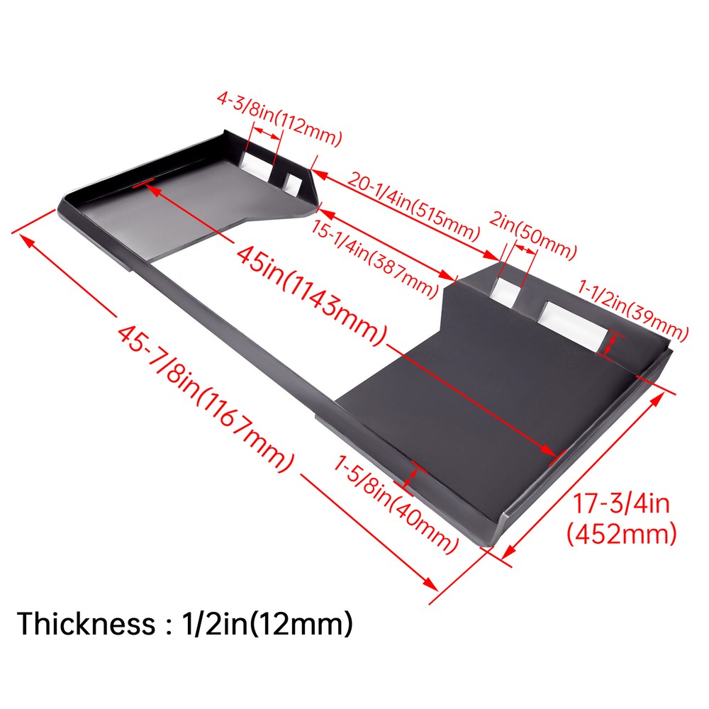 Quick Tach 1/2" Attachment Mount Plate For Kubota Bobcat Skid Steer Loader