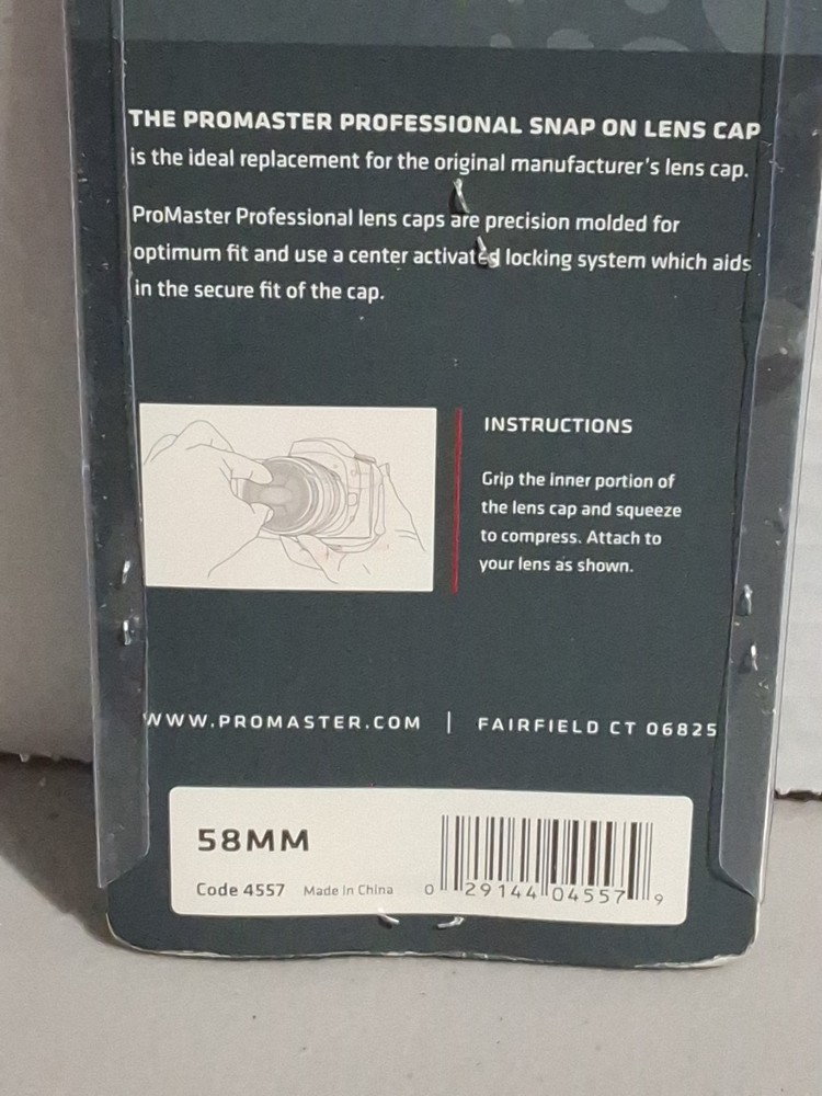 Promaster 58mm Snap on Front Lens Cap - System Pro Professional