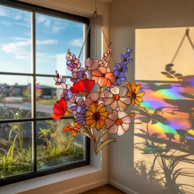 Vibrant Wildflower Suncatcher Acrylic