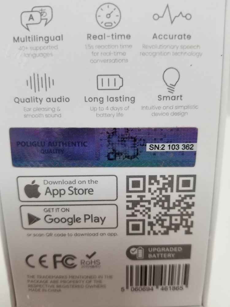 POLIGLU REAL TIME LANGUAGE TRANSLATOR OVER 40 LANGUAGES MULTILINGUAL