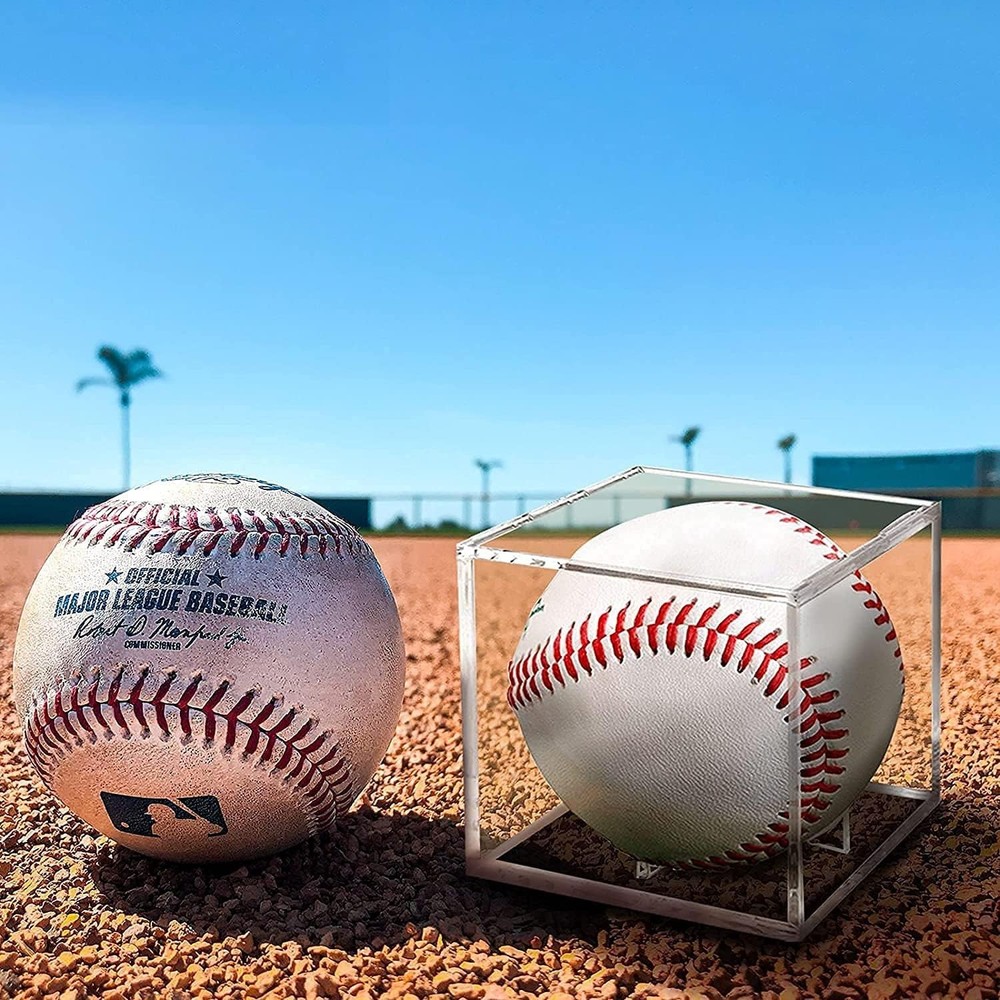 4 Pack Baseball Display Case, UV Protected Acrylic Boxes for Display,Clear Di...