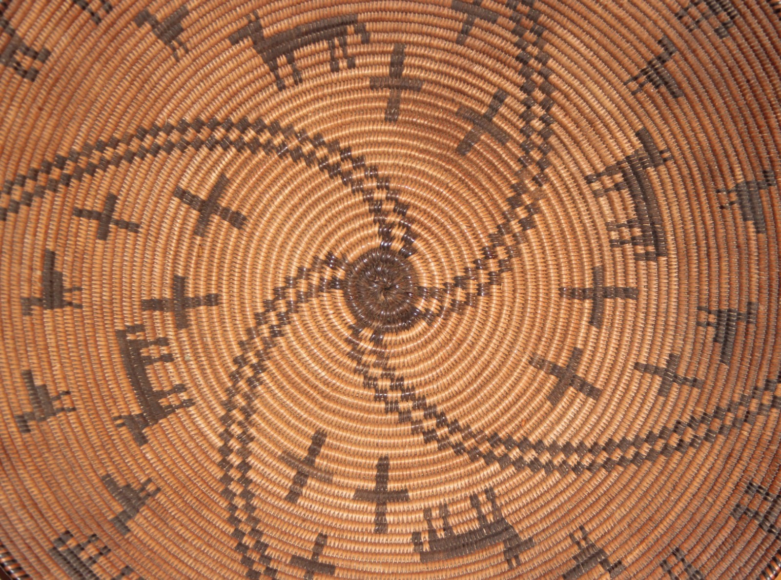 Vintage Apache Pictorial Basketry Tray with Animals, Birds and Crosses