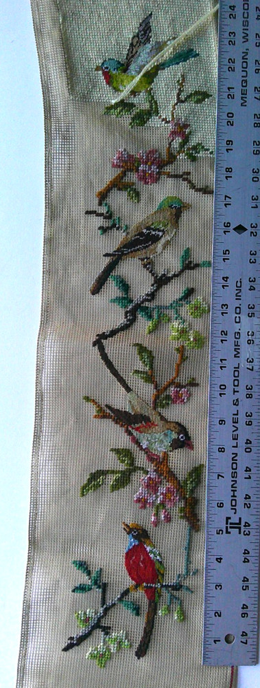 BIRDS Preworked canvas bell pull salvage project