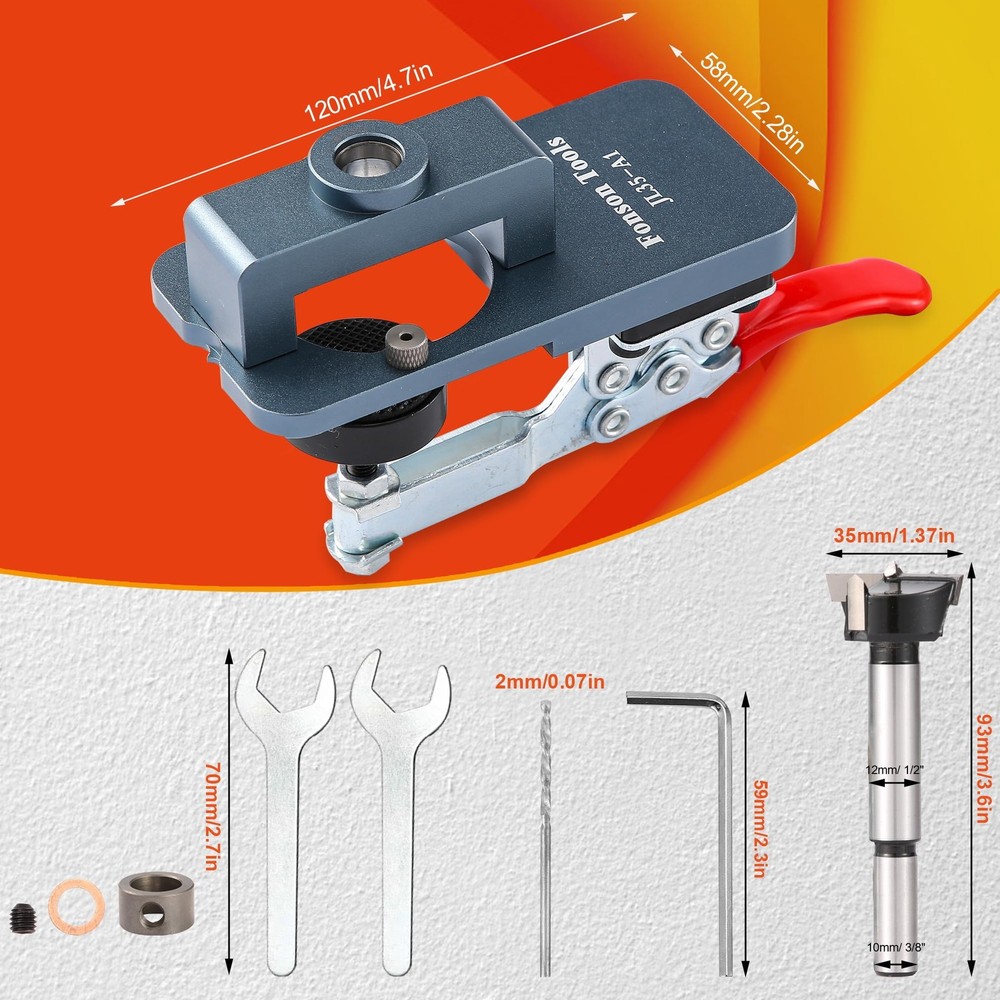 35MM Cabinet Hinge Jig Concealed Hinge Drilling Tool with Clamp