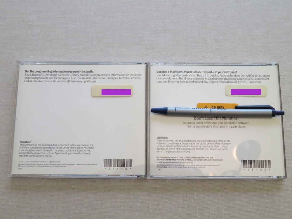 Microsoft Visual Basic 5.0 Professional Edition CD-ROM Software Open Box