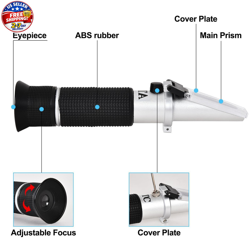 Portable Brix Refractometer with ATC, Accurate Dual Scale Brix Meter Specific...