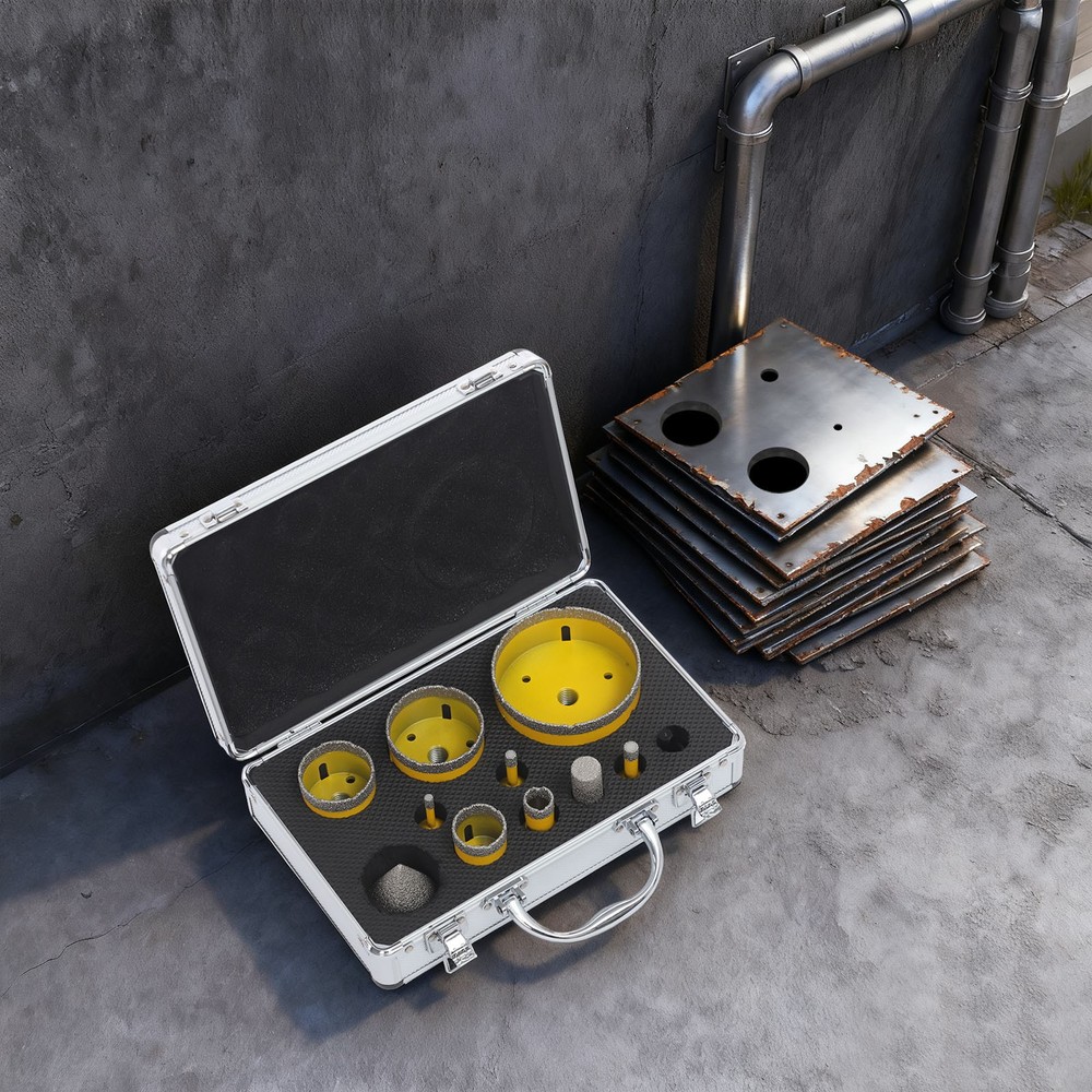 10Pcs Drill Bits, Diamond Drill Bits Kit, Professional Drilling Tool Set Toolbox