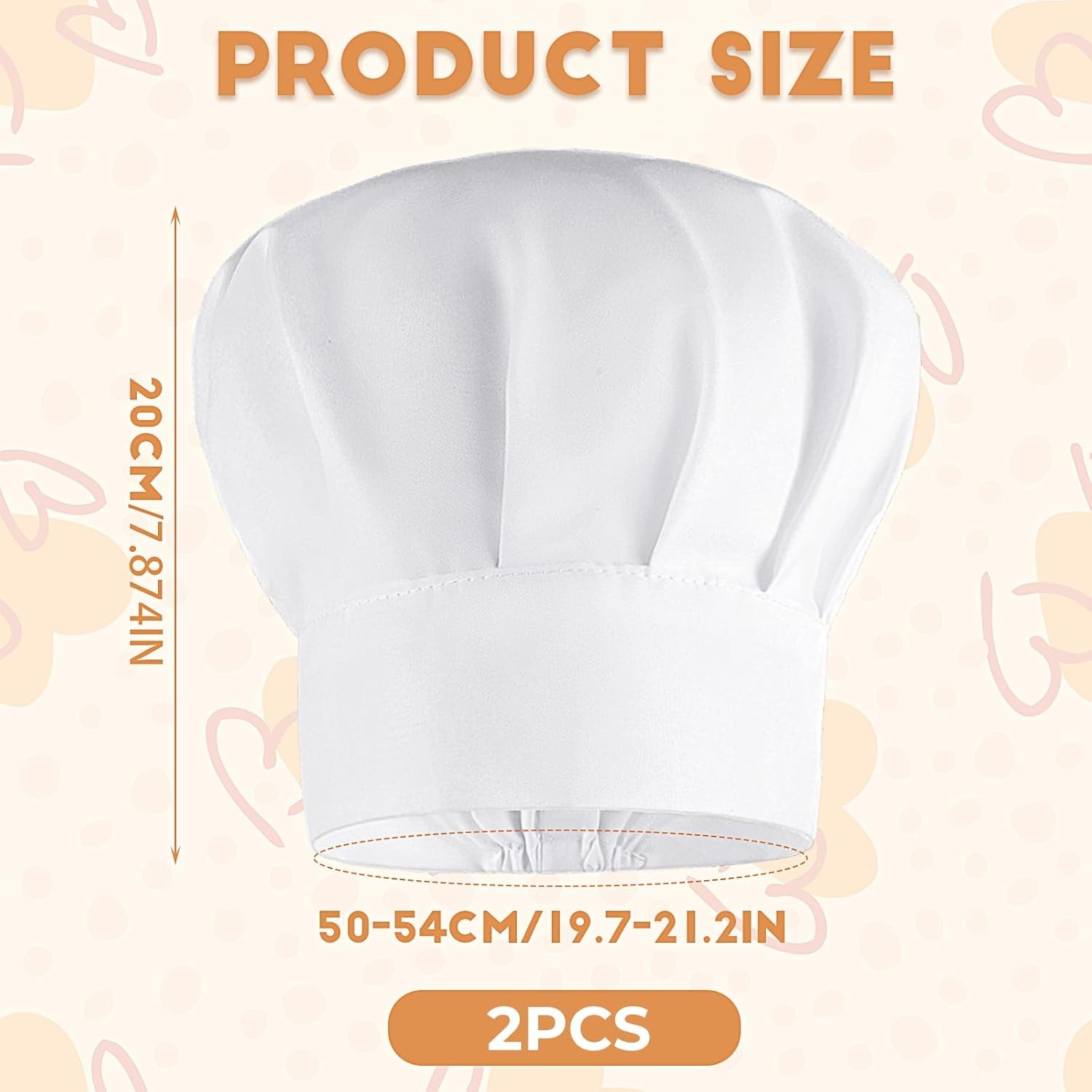 2PCS Kids Chef Hats Adjustable Cotton Cooking Caps for Baking or Parties