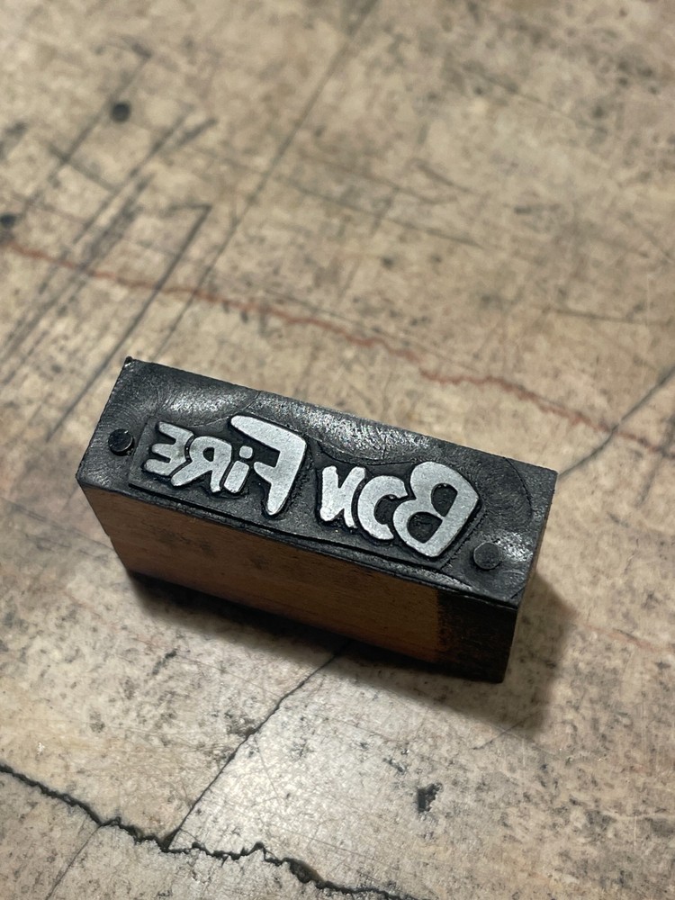 Printing Letterpress Printers Block Bonfire Bon Fire Header (2142)
