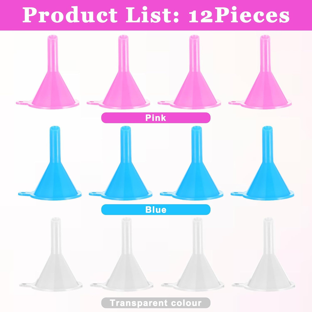 12 Pcs Tiny Funnels for Filling Small Bottles Plastic Kitchen Use Tiny Funnel wi
