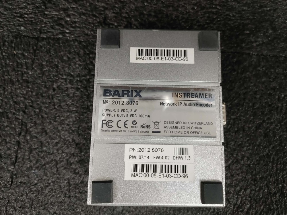 Barix 2012.8076 Instreamer Network IP Audio Encorder
