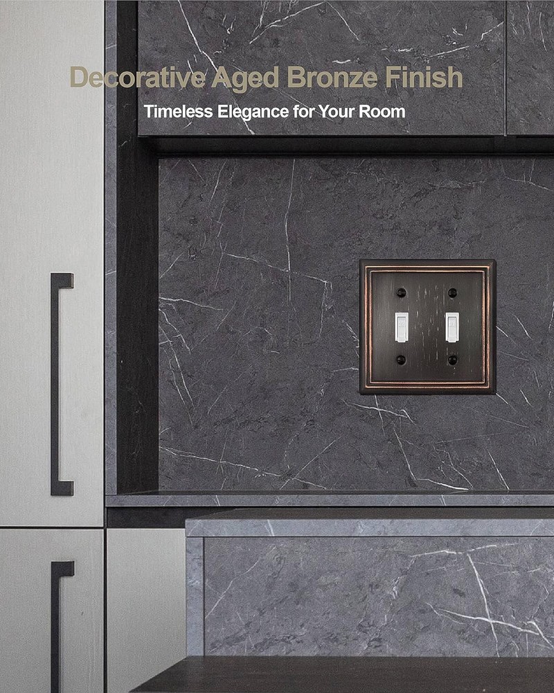 Double Toggle Wall Plate, Decorative Aged Bronze 2 2PK,