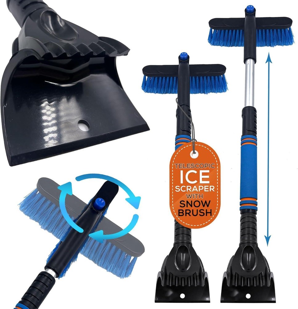 Ice Scraper for Car Snow Brush Van Window Telescopic Extendable Windshield