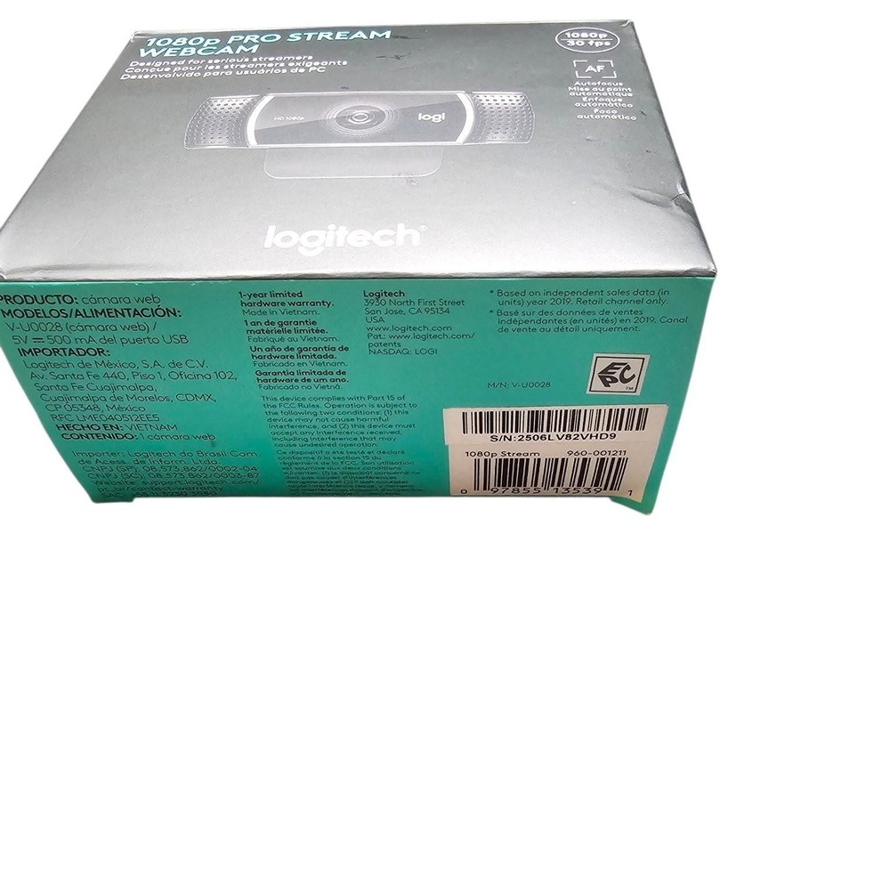 Logitech V-U0028 1080p Pro Stream Webcam Autofocus 30fps USB