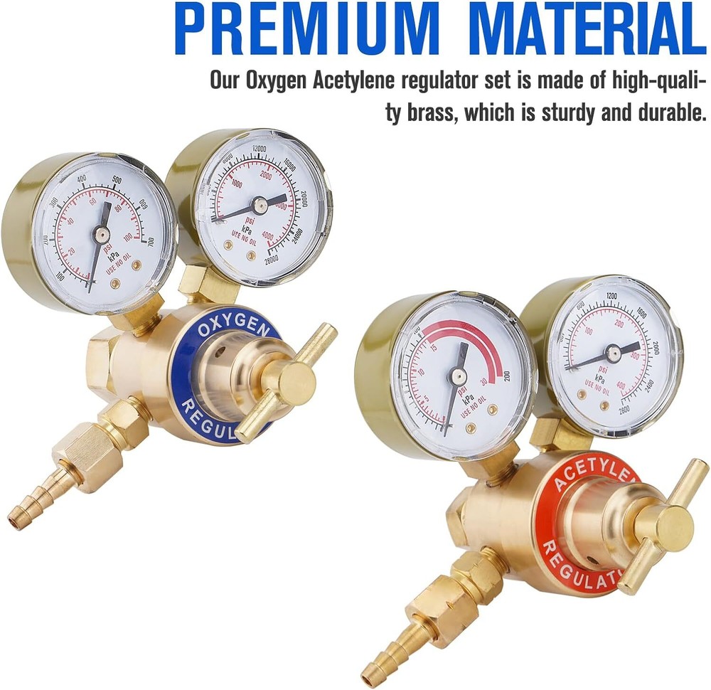 Oxygen Acetylene Gas Regulator Set Welding Cutting Torch Dual Gauge Solid Brass