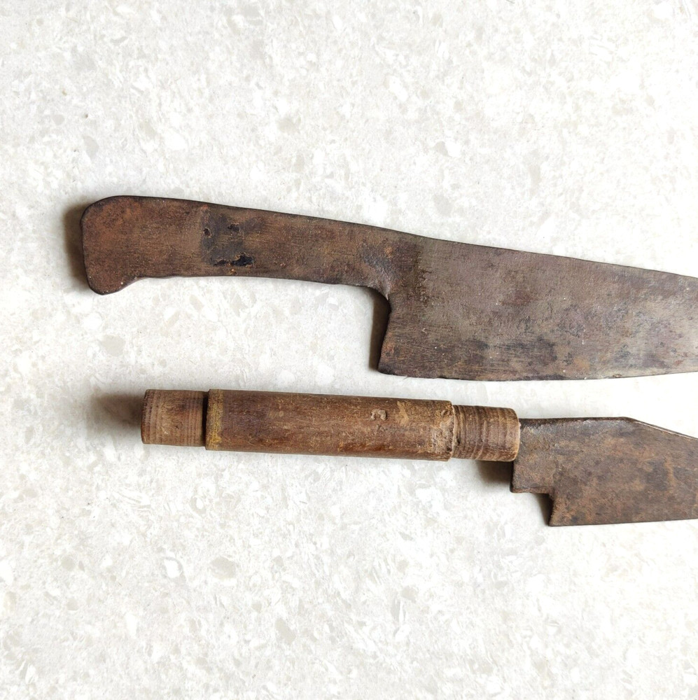 Vintage Primitive Handmade Unique Shape Iron Dagger Khanjar Blade 2Pc DG103