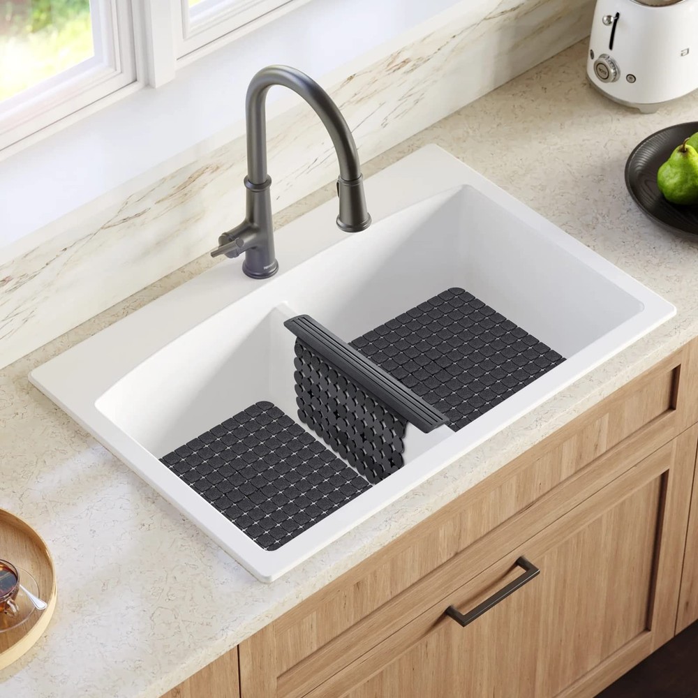 Plastic Sink Saddle Kitchen Sink Divider Mat Protector for Glassware Dishes