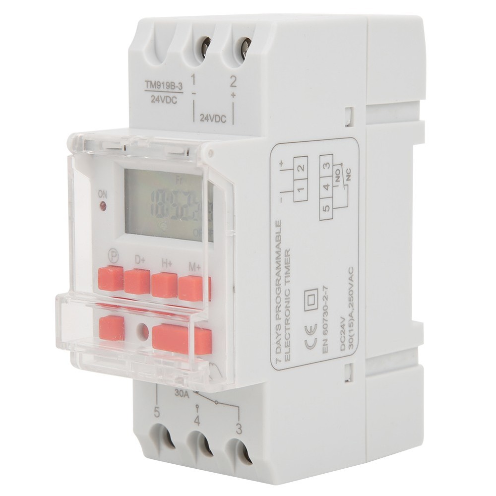 DC24V 30A Weekly 12/24hrs Timer Switch On Off Control Programmable Time Relay