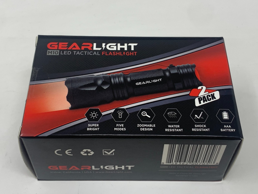GearLight M10 LED Tactical Flashlight [2 PACK]