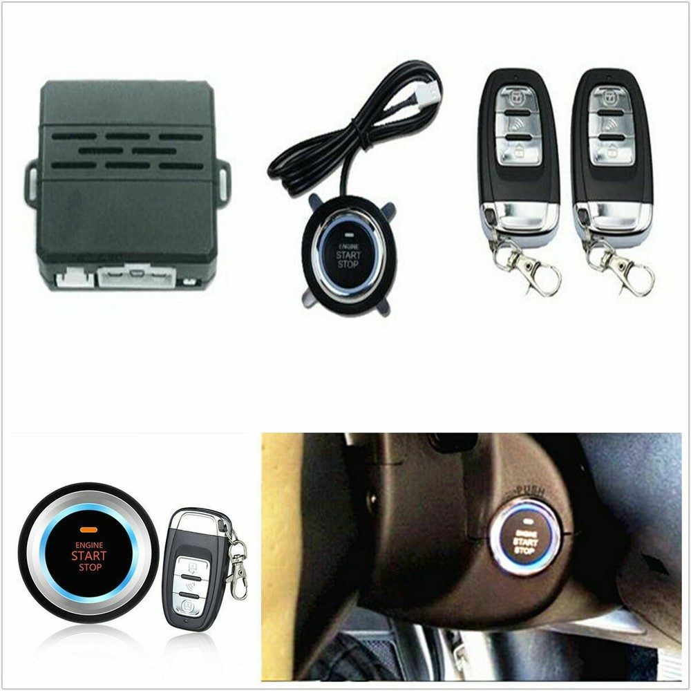 One Key Start Ignition Engine Starter Push Button Remote Vibration Alarm System