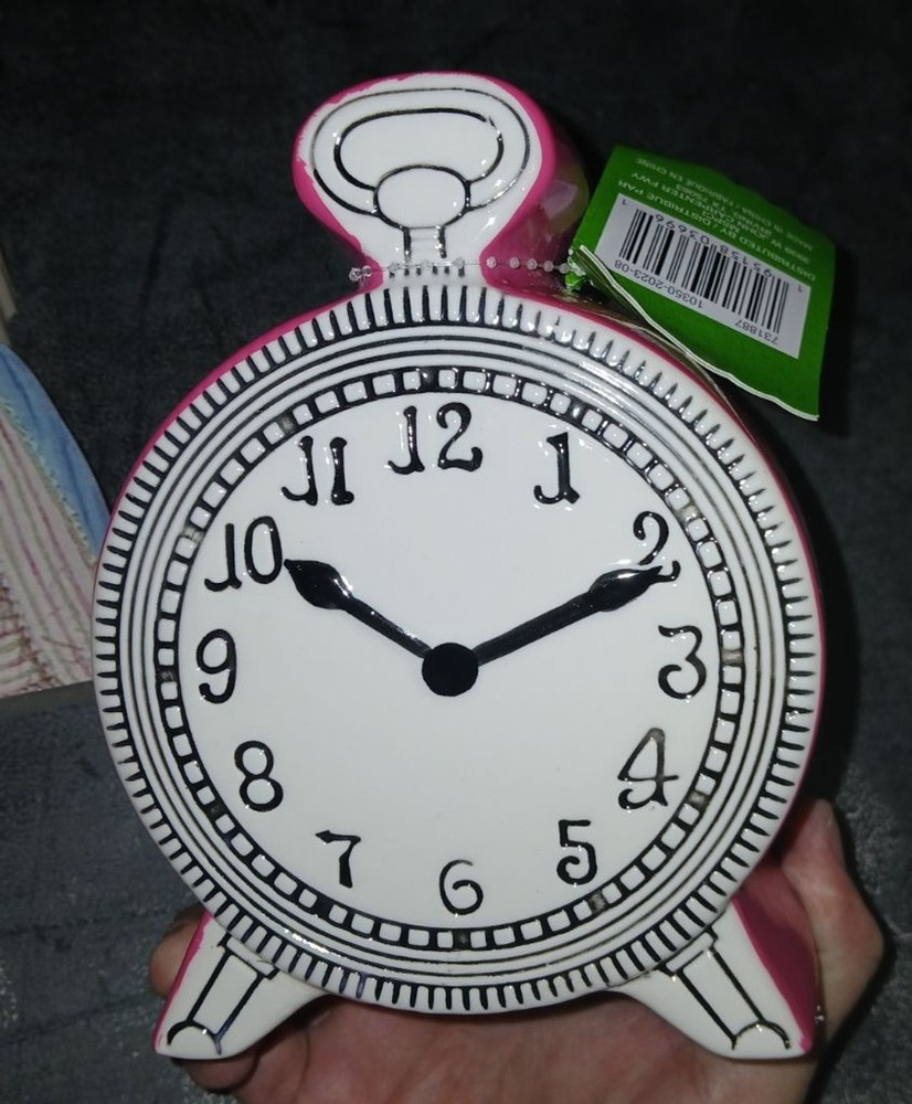 Ashland Pink and White Ceramic Clock One Size