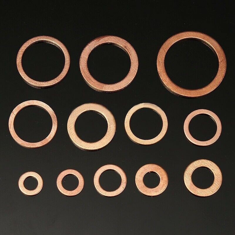 280pcs Assorted Solid Copper Crush Washers Seal Flat Ring Hydraulic Fittings Set