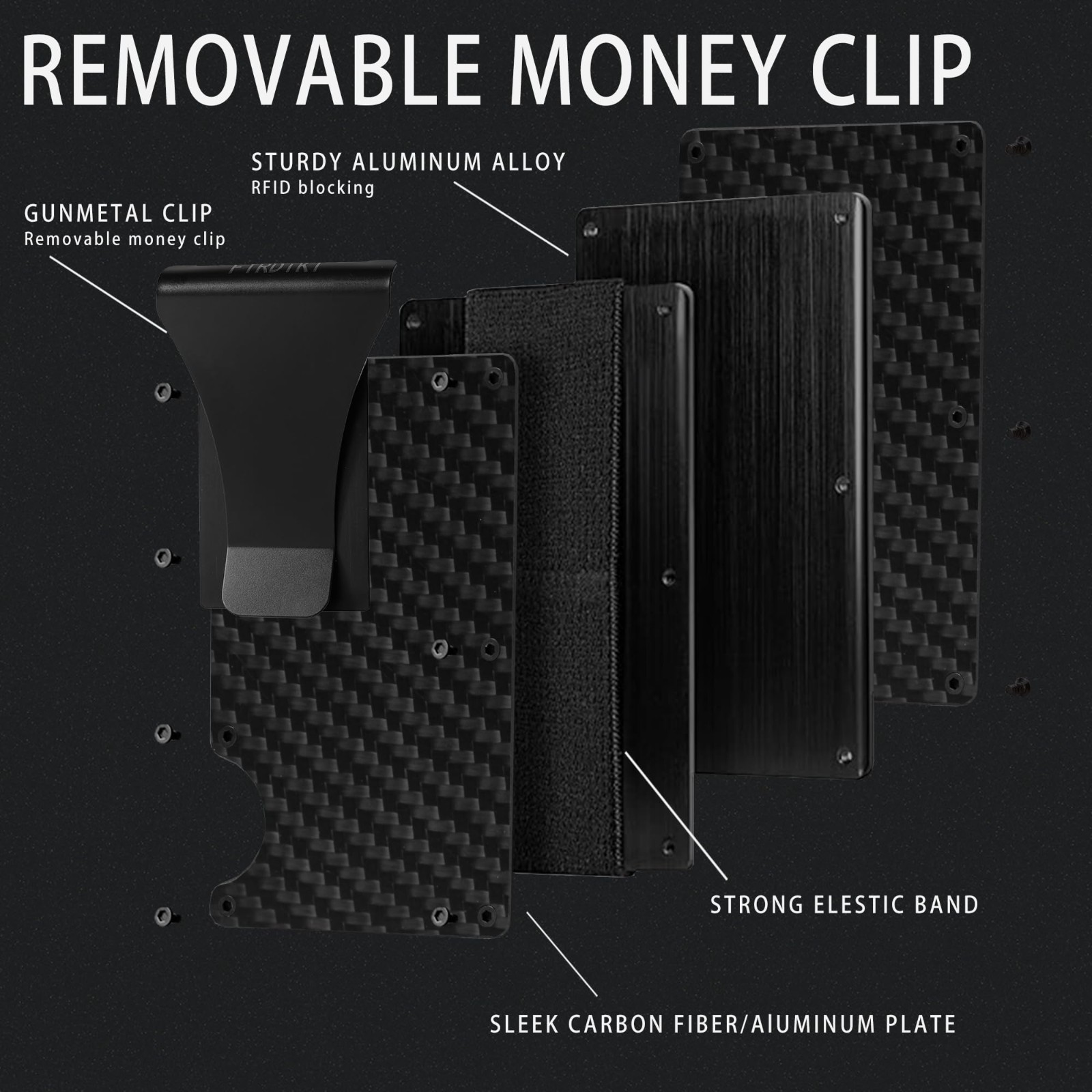 Men's RFID Blocking Slim Wallet Carbon Fiber Money Clip Holder