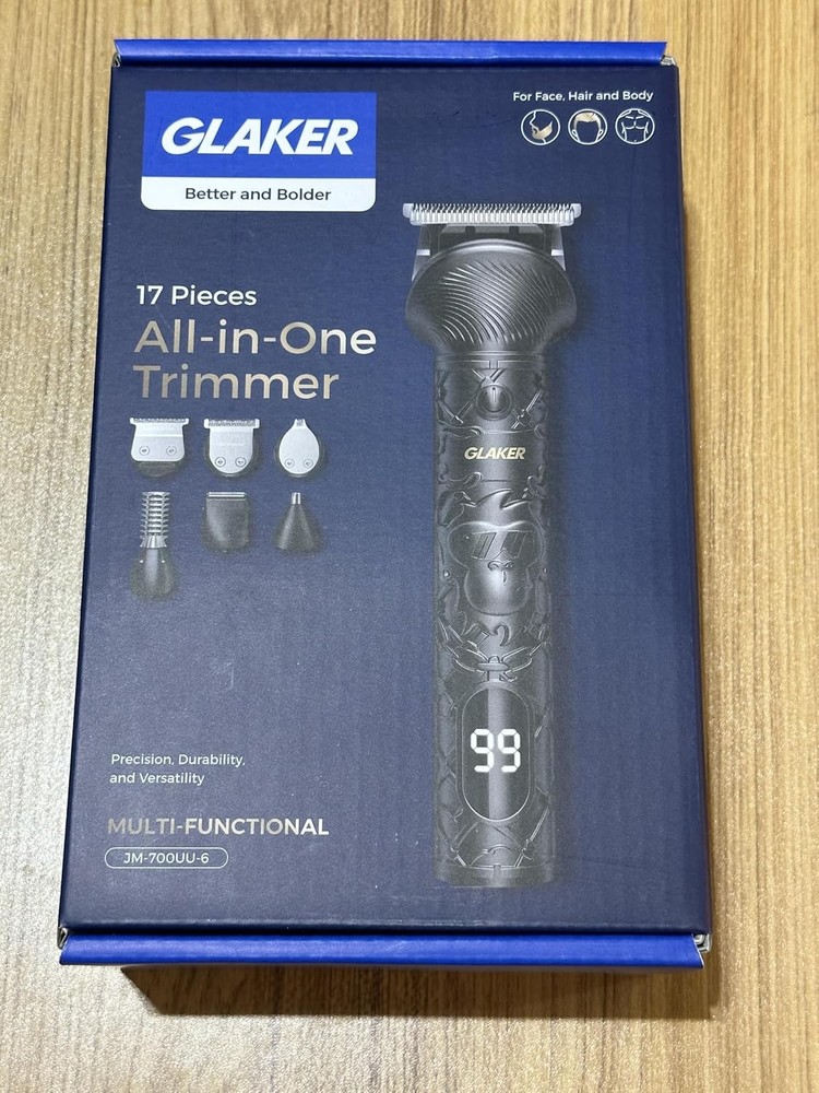 GLAKER Beard Trimmer for Men, Electric Razor Body, Face, Mustache, Black