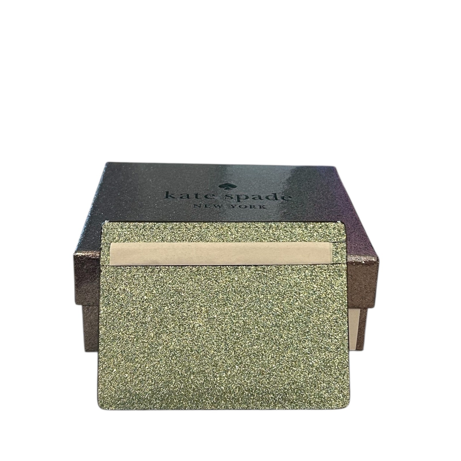 Kate Spade Kenzie Glitter Mixed MaterialsBoxed Small Slim Card Holder NWT NIB