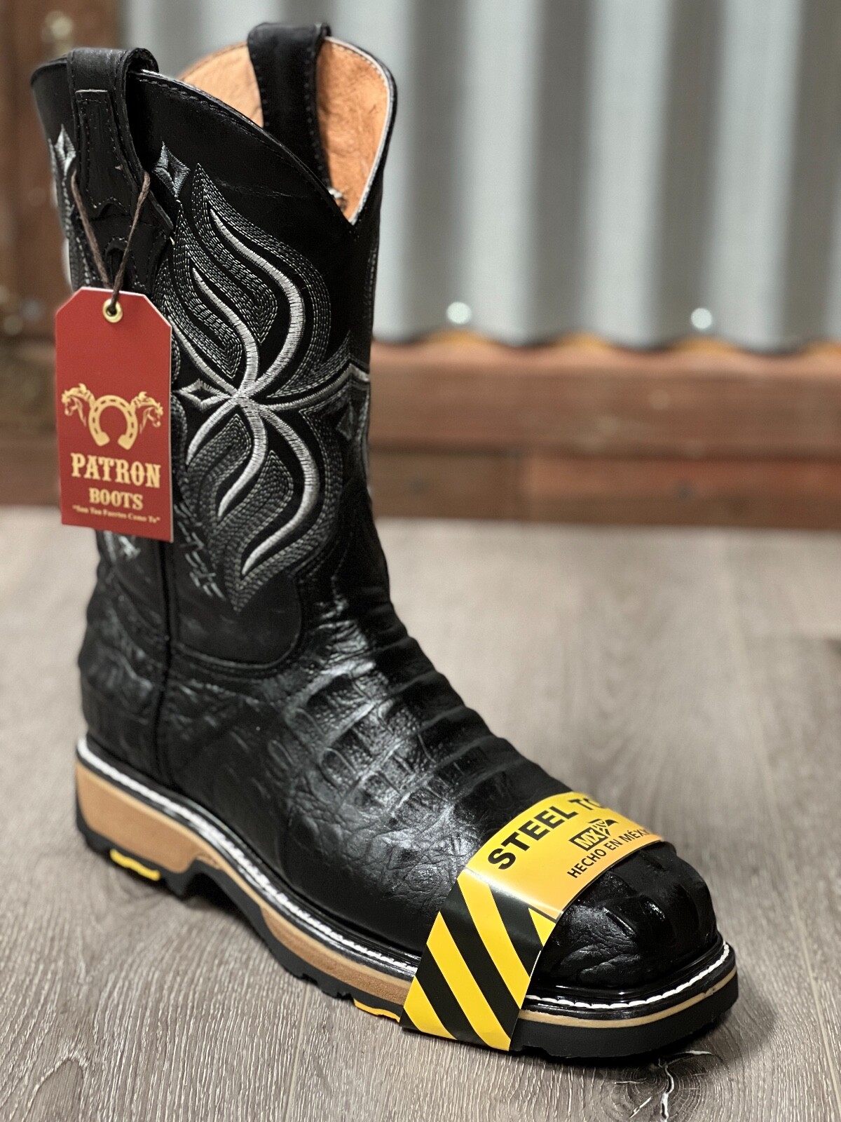 MEN'S STEEL TOE WORK BOOTS PRINT ALLIGATOR SAFETY DUAL SOLE SQUARE TOE BOTAS 830