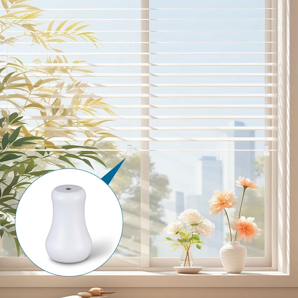20Pcs White Plastic Cord Tassel Blind Pull Cord Knobs Blind Cords Pull End Bl...
