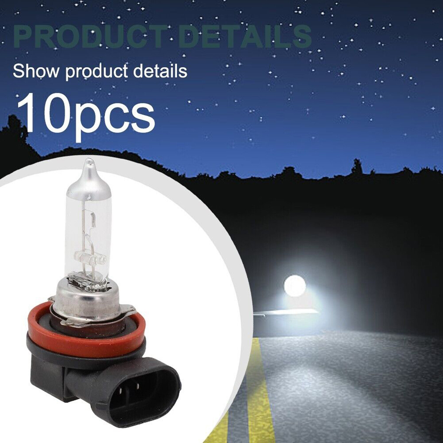 10pcs H11 12V 55W Super Bright Ultra White Fog Halogen Bulb Car Head Light Lamp