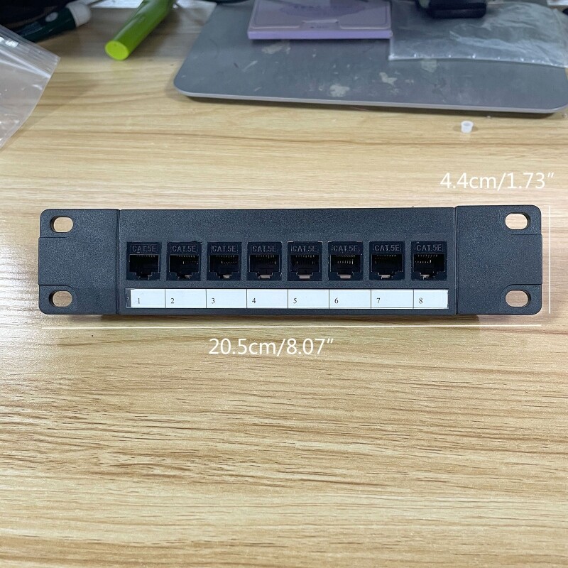 8 Port Straight-throu CAT5e Patch Panel RJ45 Cable Adapter Keystone Jack