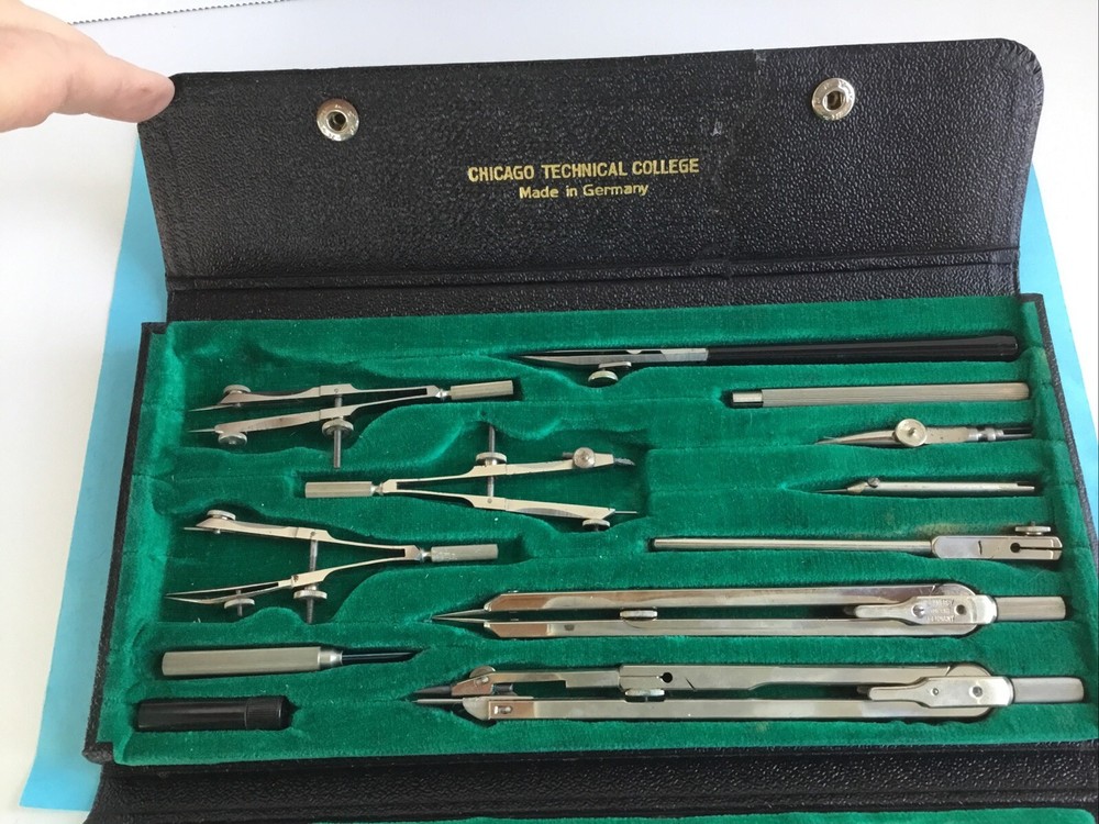 Vintage Chicago Technical College - Drafting Set Made in Germany Complete