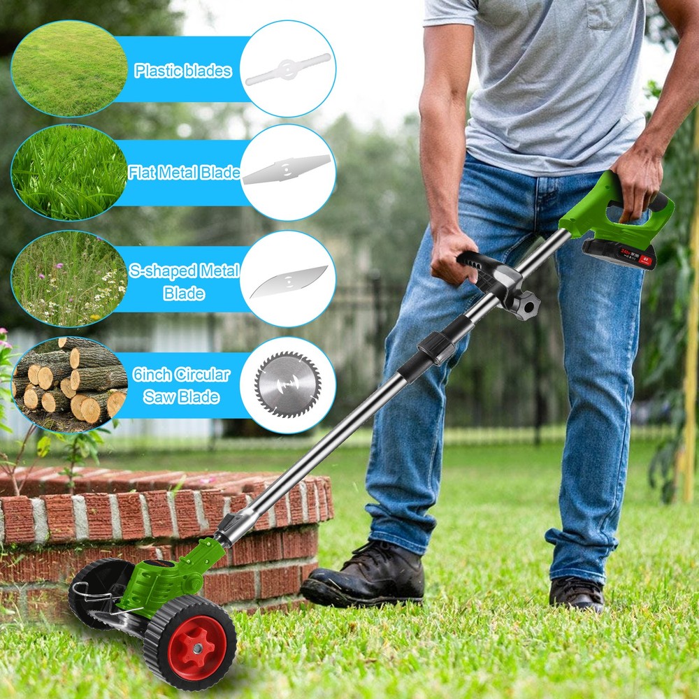 Cordless String Trimmer, Edger WeedWhacker Grass Eater Lawn Cutter w/2* Battery