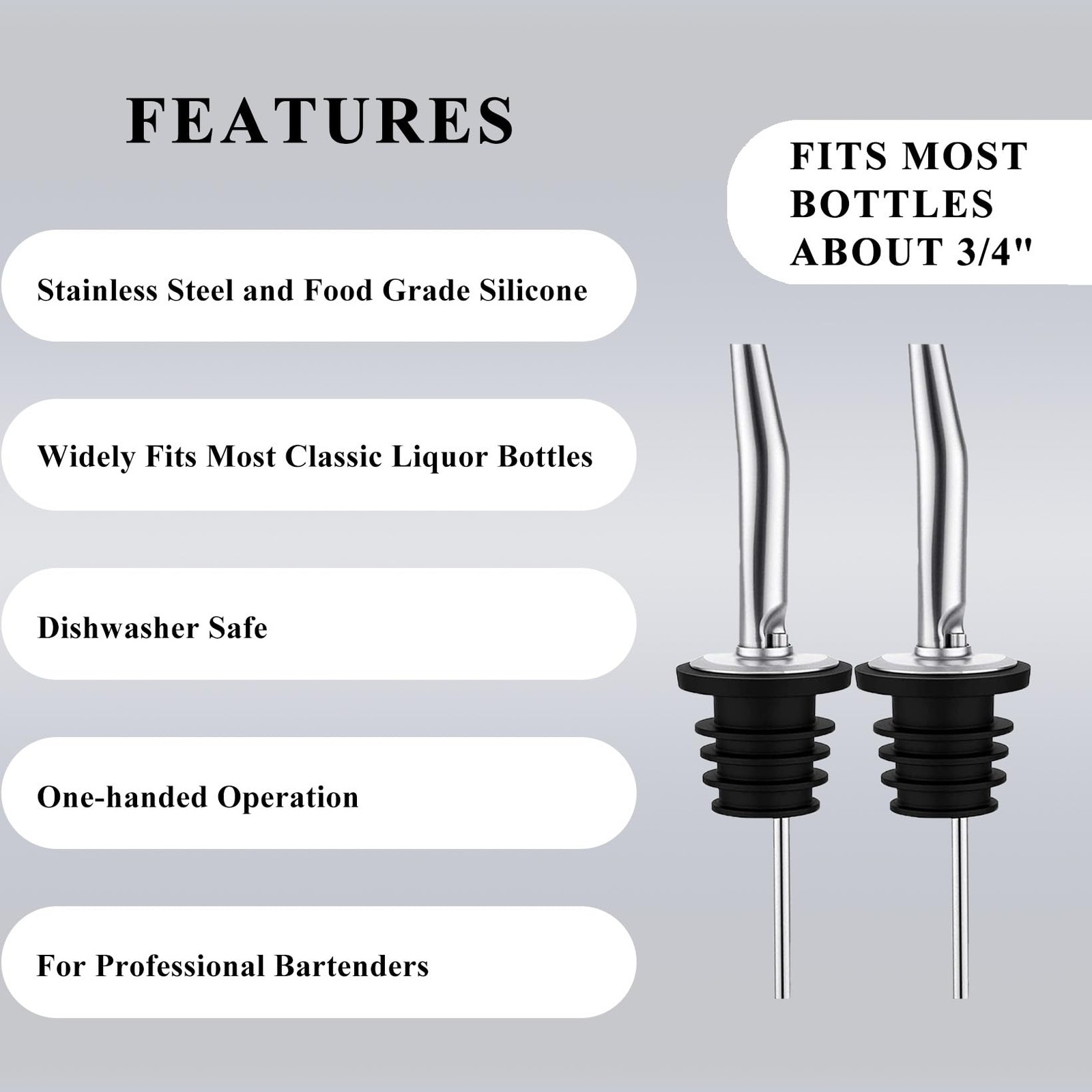 Pafusen Jigger for Bartending with 2 Pourers, 1 Jigger+ 2 Silver